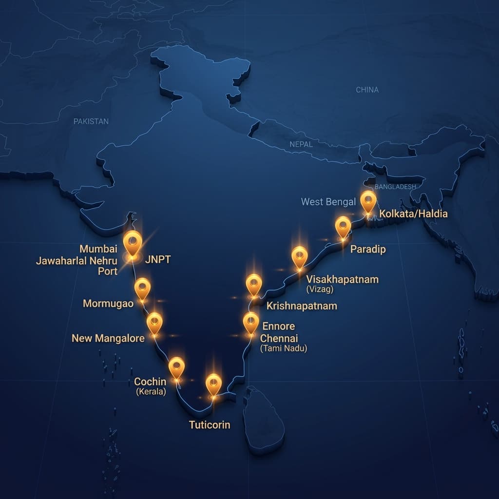 Map of India Shipping Ports